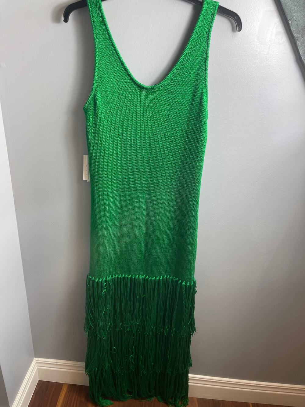 ELOQUII Maxi Fringe Sweater Dress Green Size 14 / 16